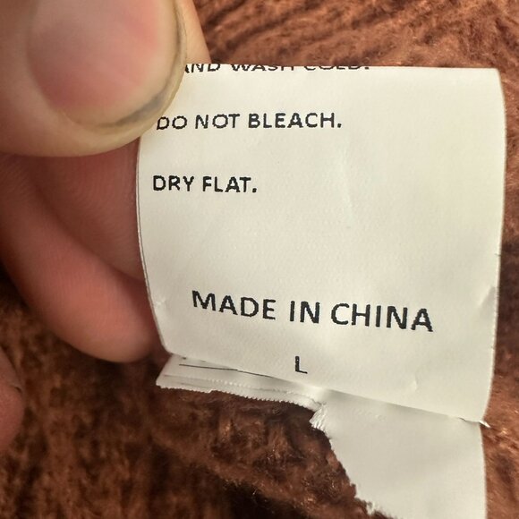 Distressed Brown Knit Sweater - Womens Size L - 100% Polyester - Picture 6 of 6